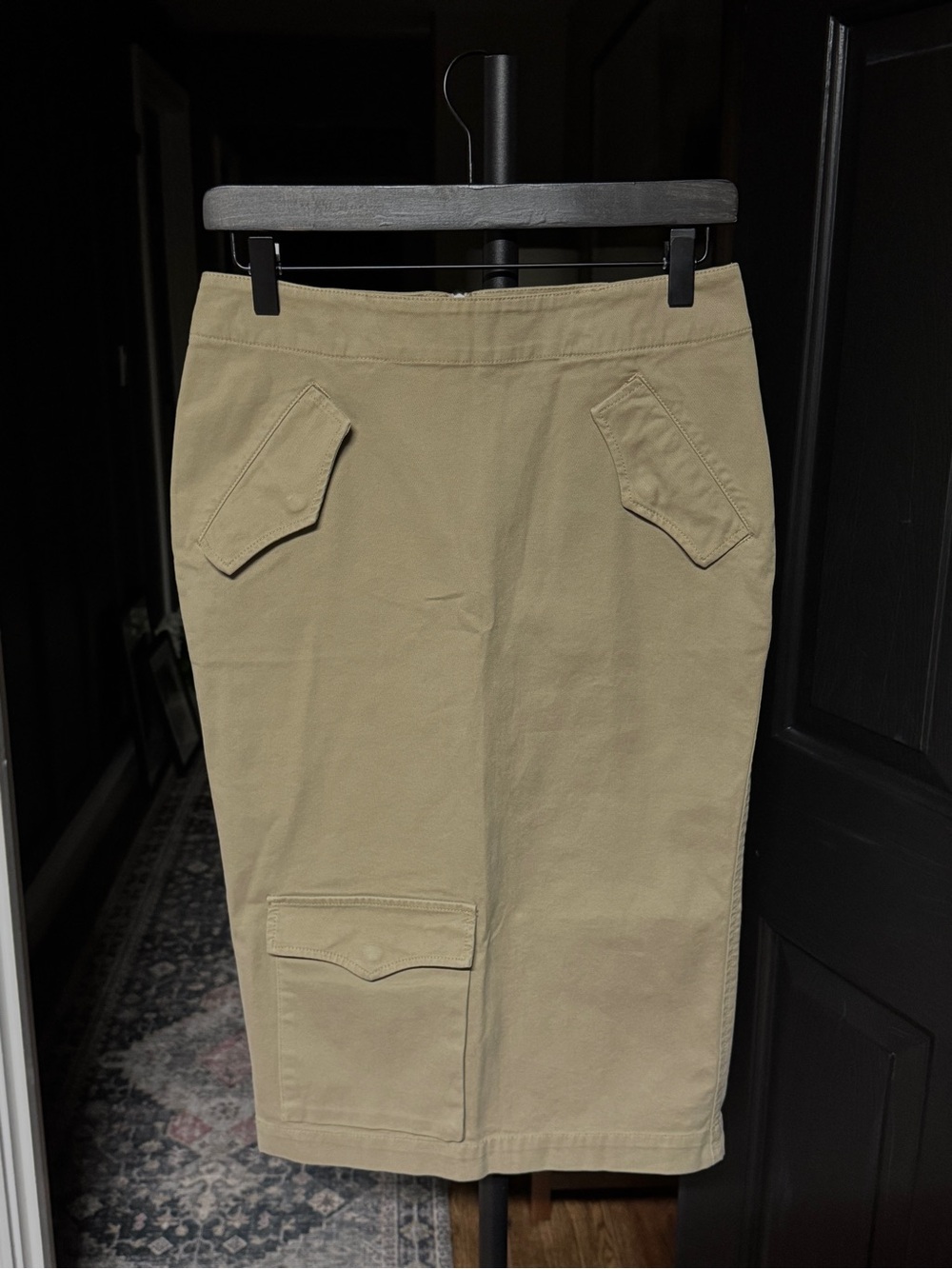 {Pinko} Tan Khaki Beige Cargo Pocket Midi Pencil Skirt WSK45